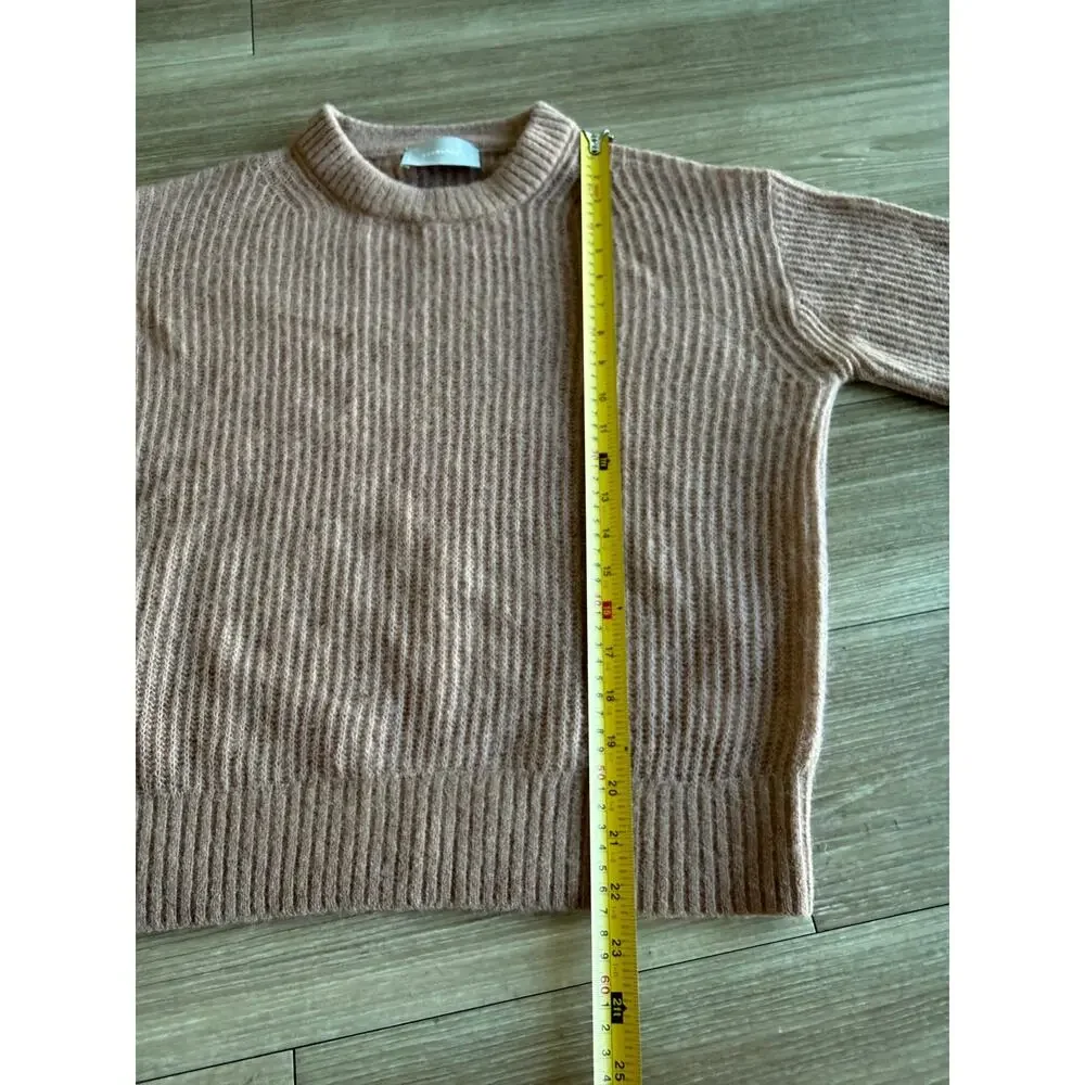 Everlane XS Alpaca Merino Wool Ribbed Crew Neck Sweater Tan